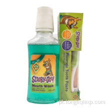 Conjunto de anti-séptico bucal infantil sabor menta com escova de dentes